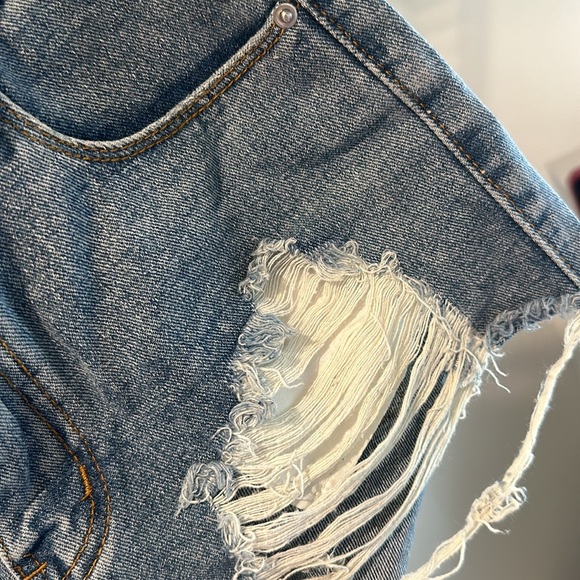Denim Ripped Short Shorts, Size Small - Picture 3 of 3